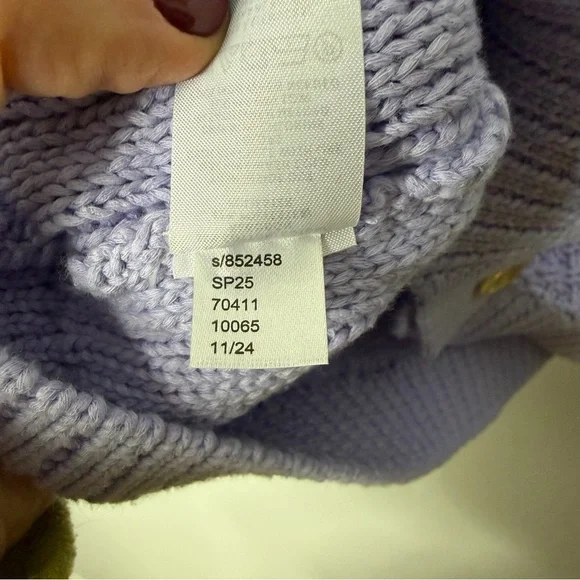 Ann Taylor Purple Sweater Cardigan Jacket Lavender Gold Buttons Medium Petite *B - Picture 9 of 11